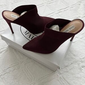 Steve Madden Perforated Pointed Toe Mule Heels in Burgundy Women’s